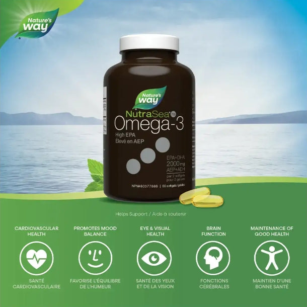 加拿大直送NutraSea 强化EPA魚油 HP Omega-3 Extra Strength EPA Fresh Mint 60 Softgels