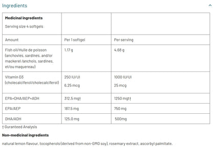 加拿大直送NutraSea 魚油+維他命D3 Omega 3 + Vitamin D3 240 softgels
