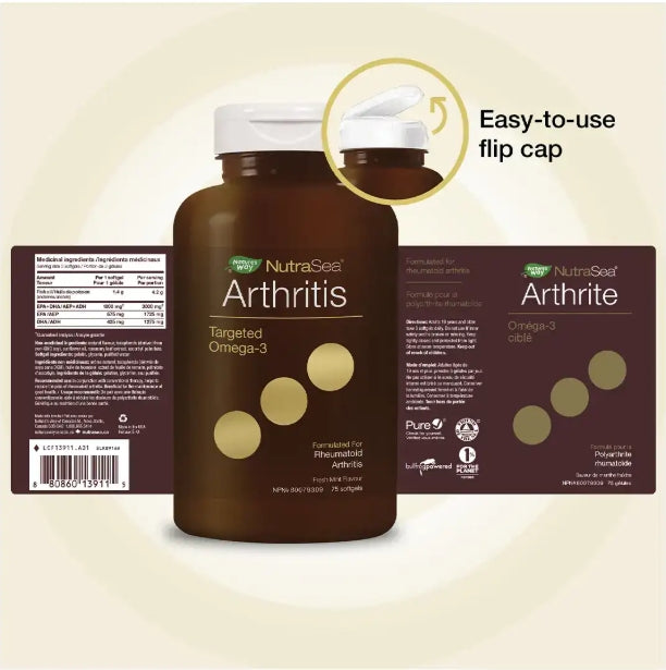 加拿大直送NutraSea 關節炎靶向魚油 Arthritis Targeted Omega-3 Fresh Mint 75 Softgels