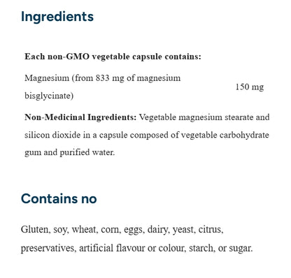 加拿大直送NFH 雙甘氨酸鎂 Magnesium SAP 180 Capsules Exp: 05/2028