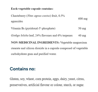 加拿大直送NFH 聖潔莓 NFH Chastetree+ SAP 60 Capsules Exp: 07/2028