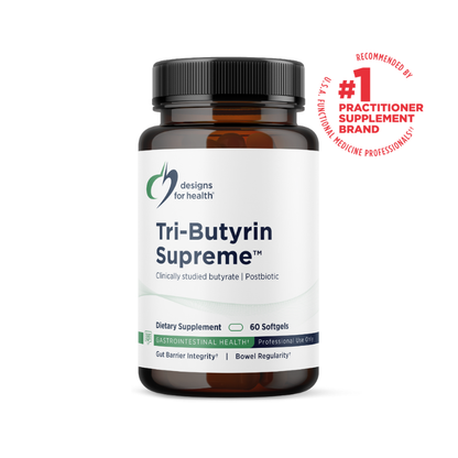 美國Designs for Health 三丁酸甘油酯 丁酸鹽 後生元  Tri-Butyrin Supreme，60 粒軟膠囊，腸胃健康