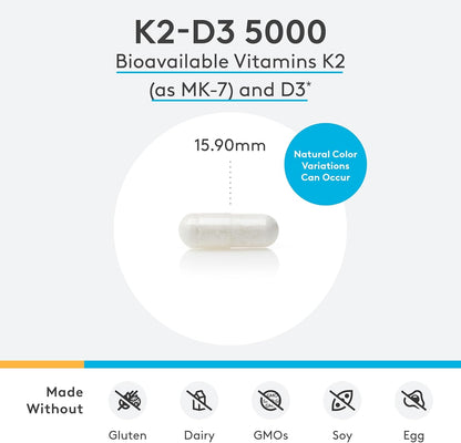 美國XYMOGEN 維他命K2 - D3 5000，90 粒素食膠囊