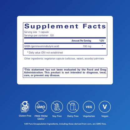 美國Pure Encapsulations GABA 氨基丁酸，120粒