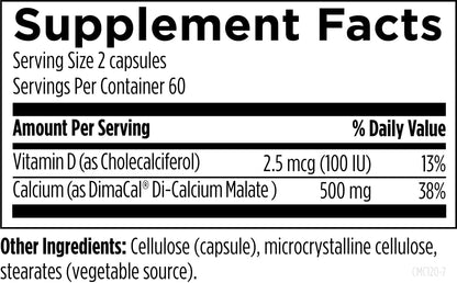 美國Designs for Health 蘋果酸鈣 Calcium Malate，120 粒膠囊