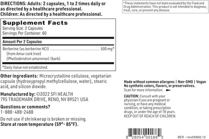 美國Klaire Labs SFI Health 小檗堿/黃連素 Berberine，120粒膠囊