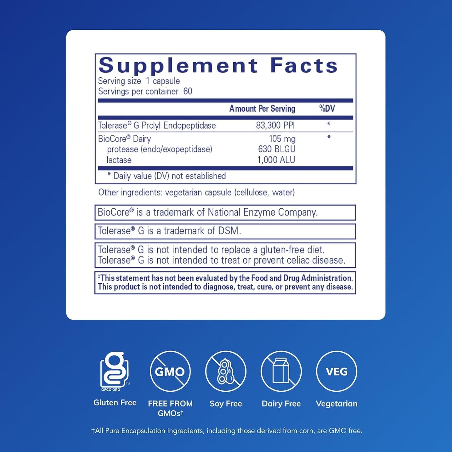 美國Pure Encapsulations  麩質乳製品消化酶 Gluten/Dairy Digest，60粒 膠囊