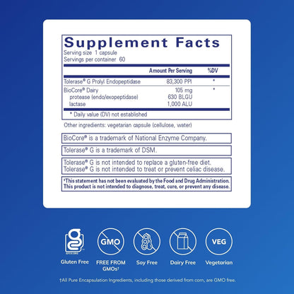 美國Pure Encapsulations  麩質乳製品消化酶 Gluten/Dairy Digest，60粒 膠囊