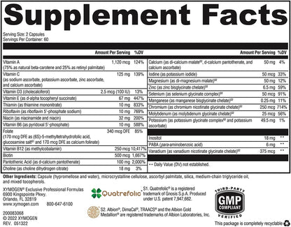 美國XYMOGEN 男女多維 不含銅和鐵 ActivNutrients® Without Copper & Iron，120 粒膠囊