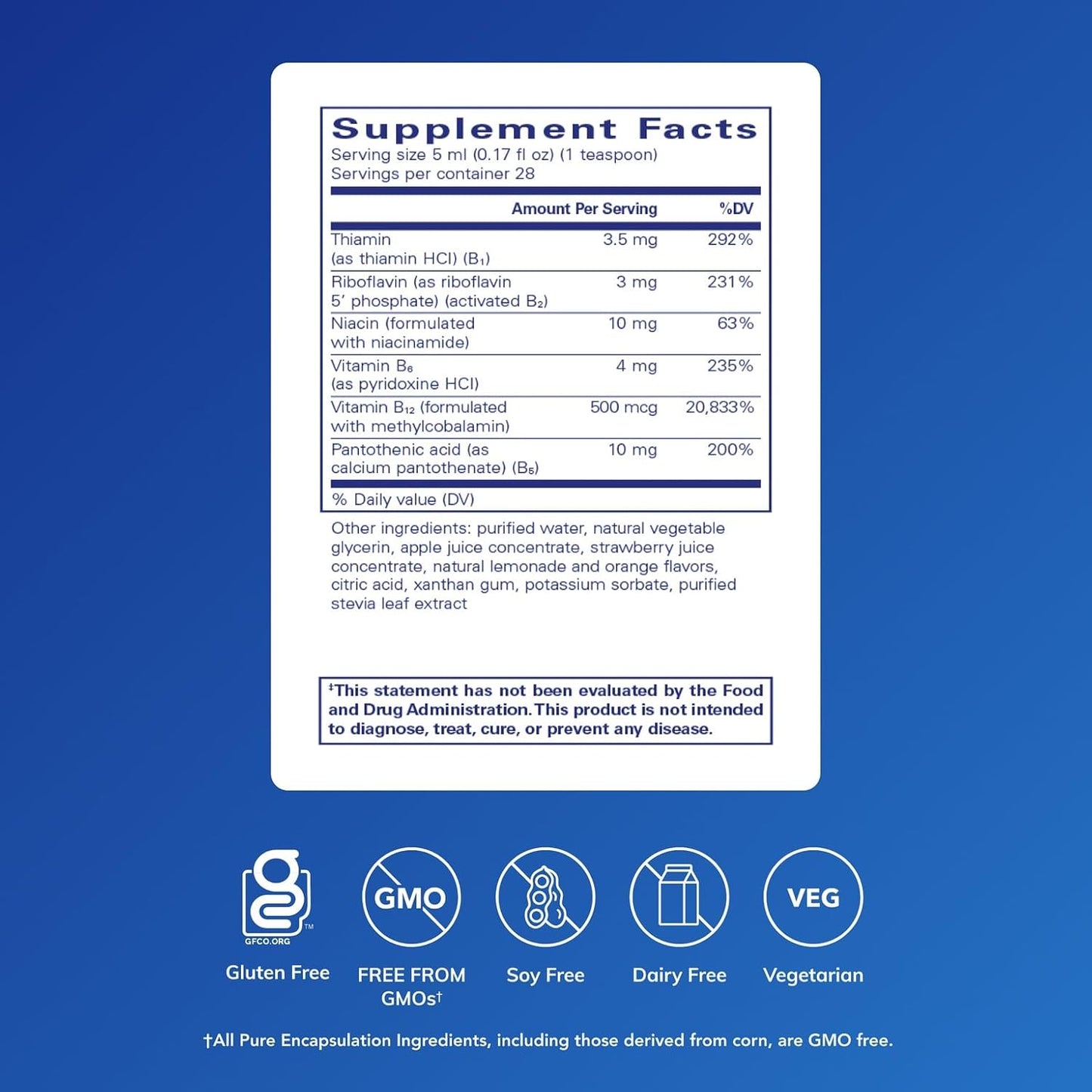 美國Pure Encapsulations 液體維他命B群 B-Complex liquid，140 ml