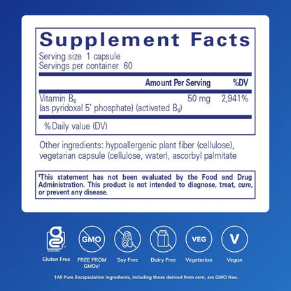 美國Pure Encapsulations  活性維他命B6 P5P 50，60粒 膠囊