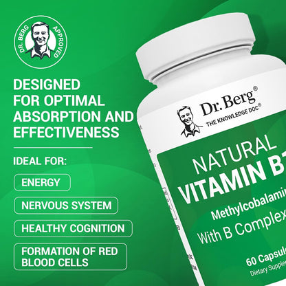 美國Dr. Berg 天然維生素B12 1000 mg 含B群維生素 Natural Vitamin B12，60粒膠囊