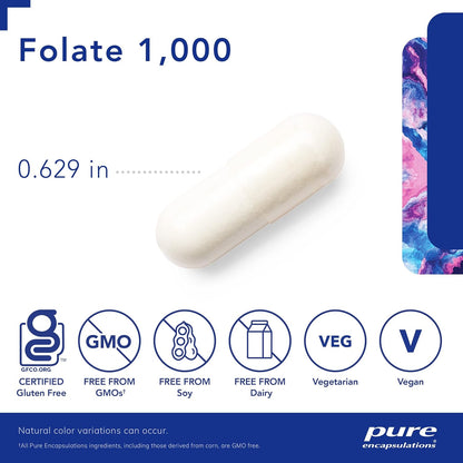 美國Pure Encapsulations 天然活性葉酸 1000mcg  Folate 1000   90 粒 膠囊