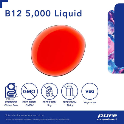 美國Pure Encapsulations 活性維生素B12 5,000 甲鈷胺 液體  B12 5,000 Liquid  1 液體盎司 30 mL