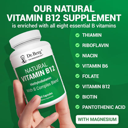 美國Dr. Berg 天然維生素B12 1000 mg 含B群維生素 Natural Vitamin B12，60粒膠囊