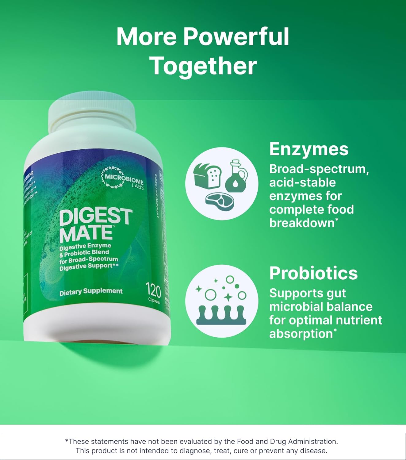 美國Microbiome Labs 消化酶酵素 + 孢子益生菌 Digest MAate，120粒胶囊