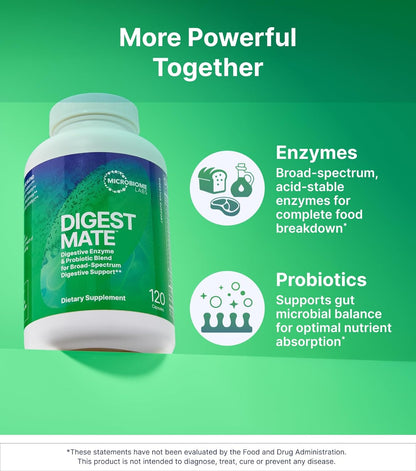 美國Microbiome Labs 消化酶酵素 + 孢子益生菌 Digest MAate，120粒胶囊