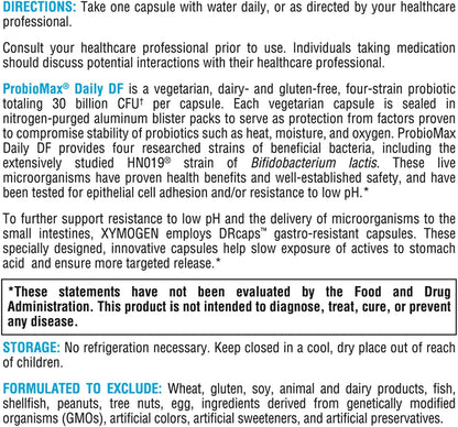 美國XYMOGEN 300億 CFU 腸道益生菌 微生態平衡 ProbioMax Daily 30B，30 粒膠囊