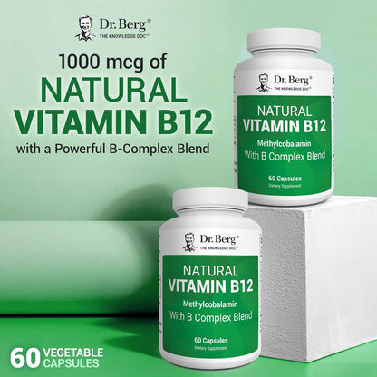 美國Dr. Berg 天然維生素B12 1000 mg 含B群維生素 Natural Vitamin B12，60粒膠囊