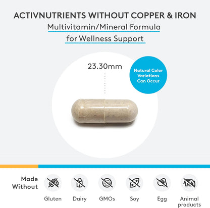 美國XYMOGEN 男女多維 不含銅和鐵 ActivNutrients® Without Copper & Iron，120 粒膠囊