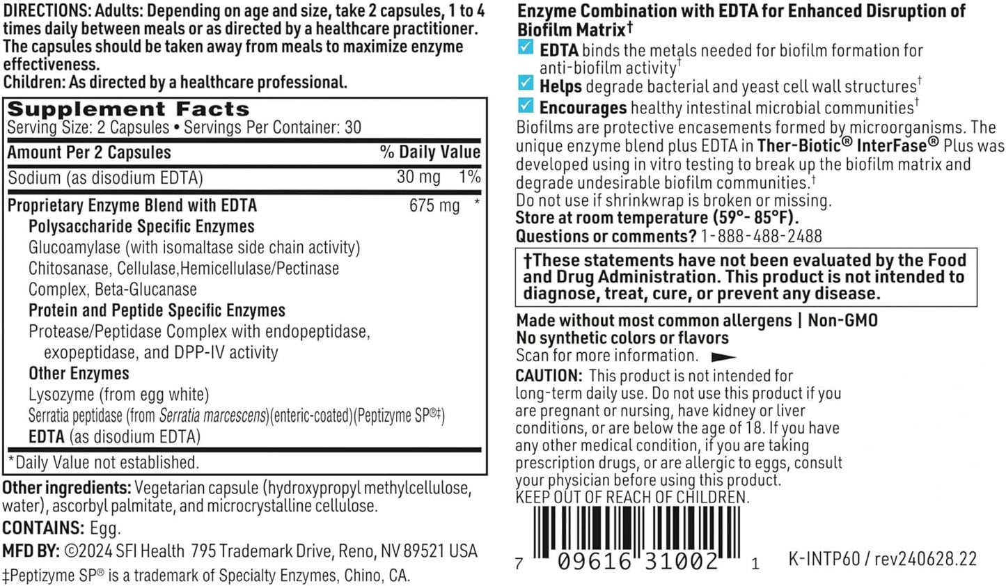 美國Klaire Labs/SFI Health 溶菌酶 Ther-Biotic® InterFase Plus，60粒膠囊
