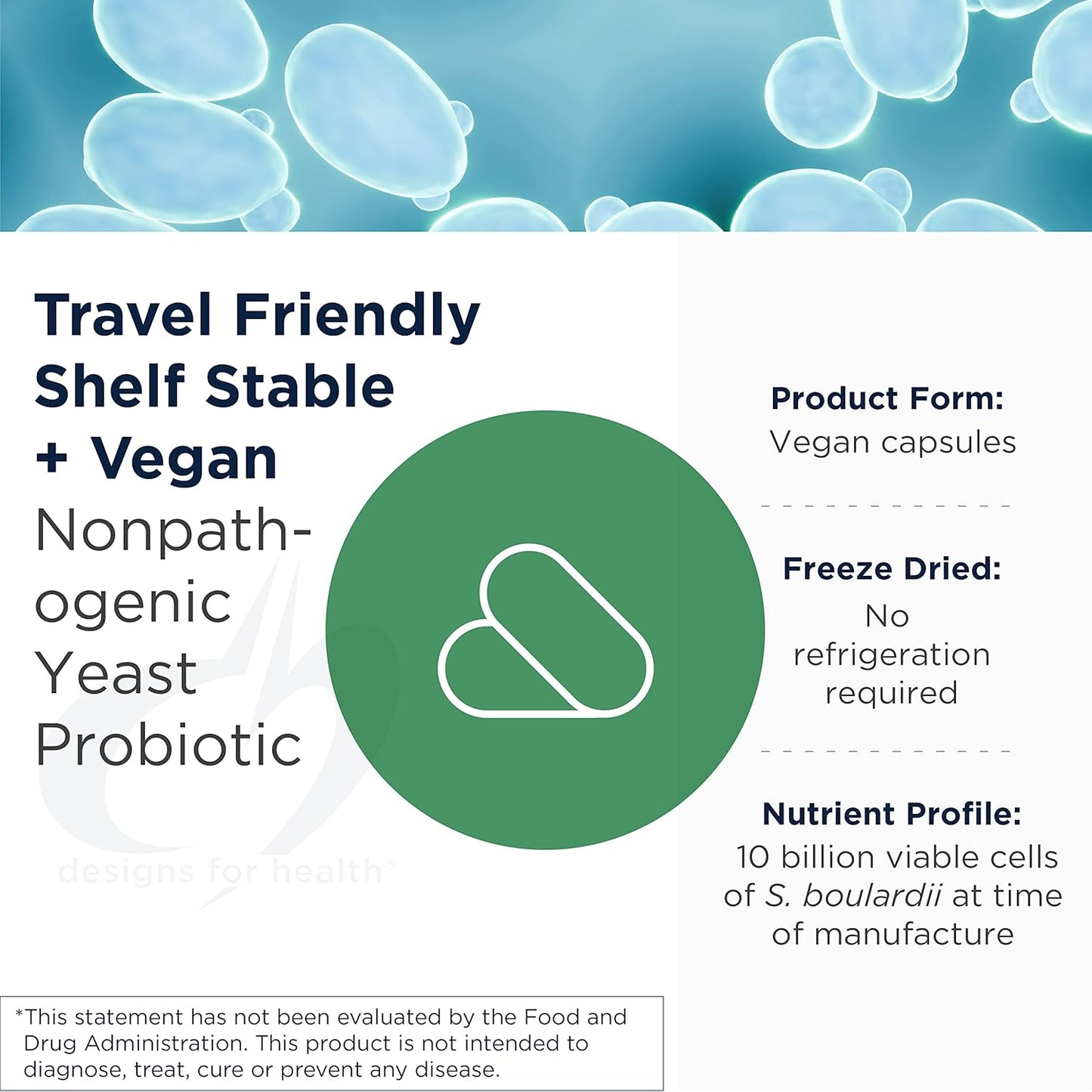 美國Designs for Health 布拉酵迪母菌  FloraMyces，60粒膠囊