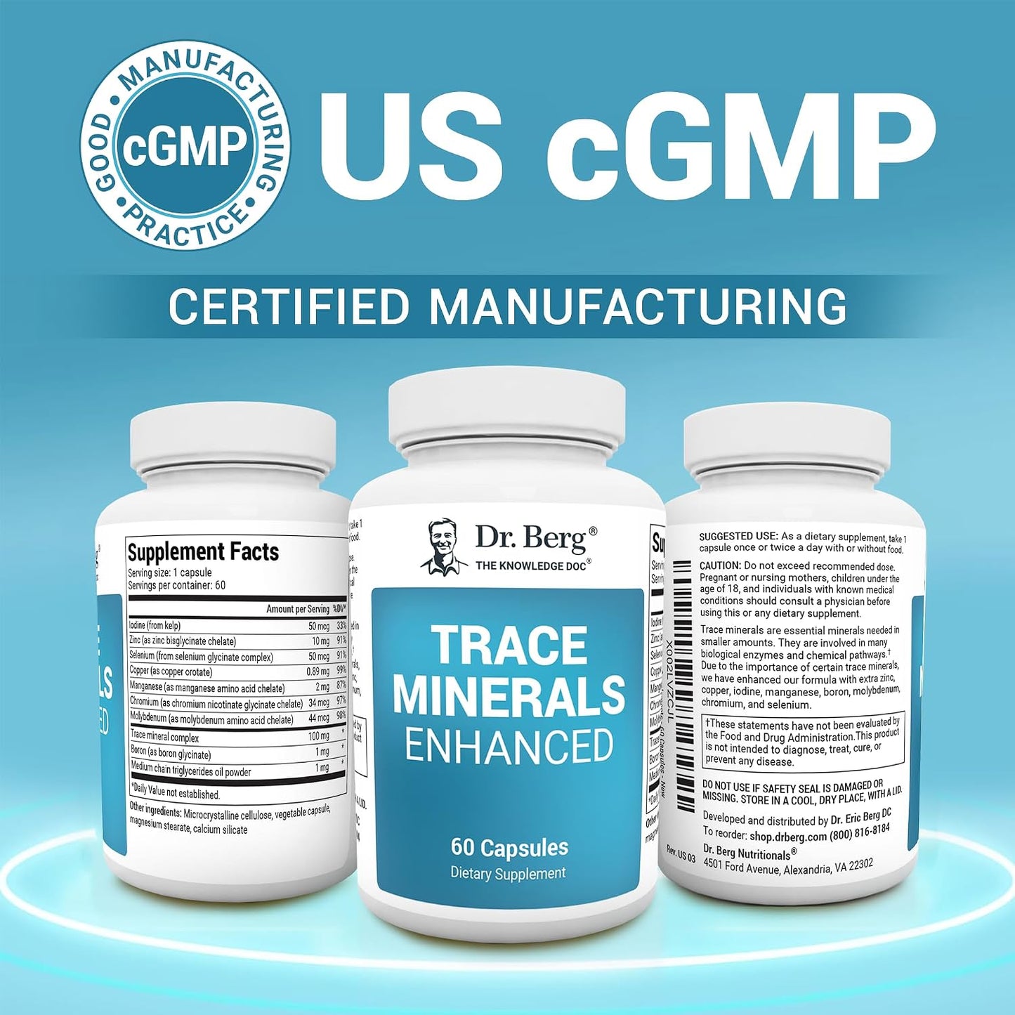 美國Dr. Berg 强效複合礦物質配方 Trace Mineral Enhanced，60粒膠囊