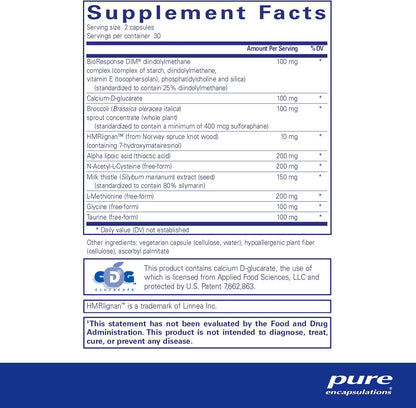美國Pure Encapsulations DIM 二吲哚甲烷排毒 DIM Detox 60粒 膠囊