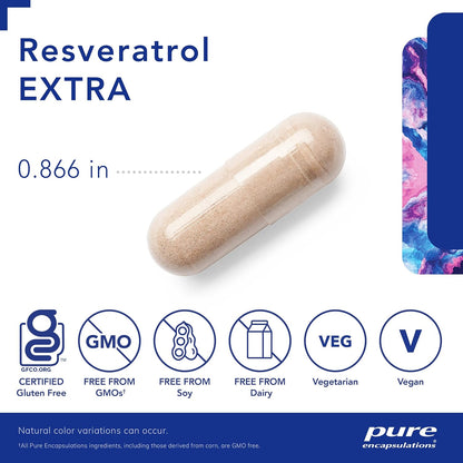 美國Pure Encapsulations 白藜蘆醇强效抗氧化 Resveratrol EXTRA  60 粒膠囊