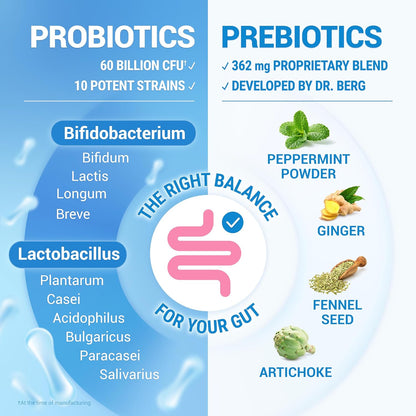 美國Dr. Berg 600億活性複合益生菌+益生元配方，Probiotics with prebiotic blend，30粒膠囊