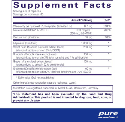 美國Pure Encapsulations  多巴胺支持DopaPlus 180粒 膠囊