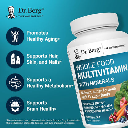 美國Dr. Berg 有機全食複合維生素礦物質草本精華 Whole Food Multivitamin with Minerals，60粒膠囊