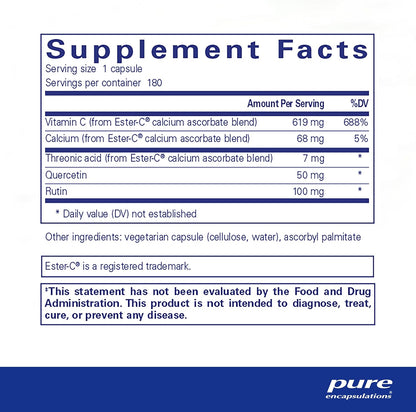 美國Pure Encapsulations 酯化維生素 C+ 類黃酮 Ester-C & Flavonoids 180粒 膠囊