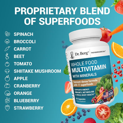 美國Dr. Berg 有機全食複合維生素礦物質草本精華 Whole Food Multivitamin with Minerals，60粒膠囊