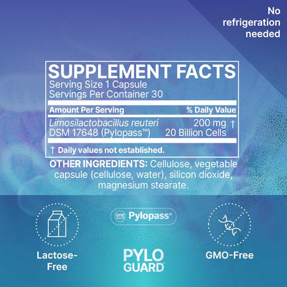 美國Microbiome Labs 羅伊氏乳桿菌 DSM17648 PyloGuard，30粒膠囊
