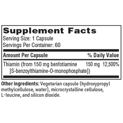 Klaire Labs/SFI Health 苯硫胺素 Benfotiamine，60粒膠囊