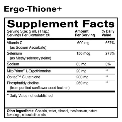 美國Quicksilver Scientific 麥角硫因 Ergo-Thione+，3.38 液體盎司 100 mL