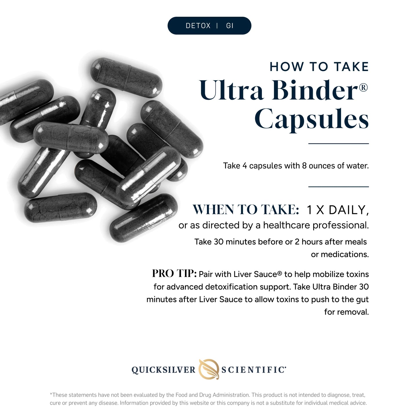 美國Quicksilver Scientific 腸道毒素排毒黏合劑 Ultra Binder® ，120粒膠囊