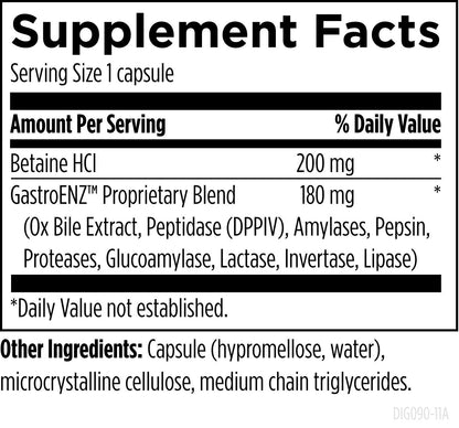 美國Designs for Health 消化酶+鹽酸甜菜堿 Digestzymes，90粒膠囊
