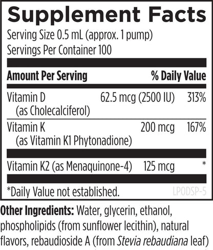 美國Designs for Health 脂質體維生素D3 + K2 滴劑  Liposomal D Supreme，1.6盎司/50 mL